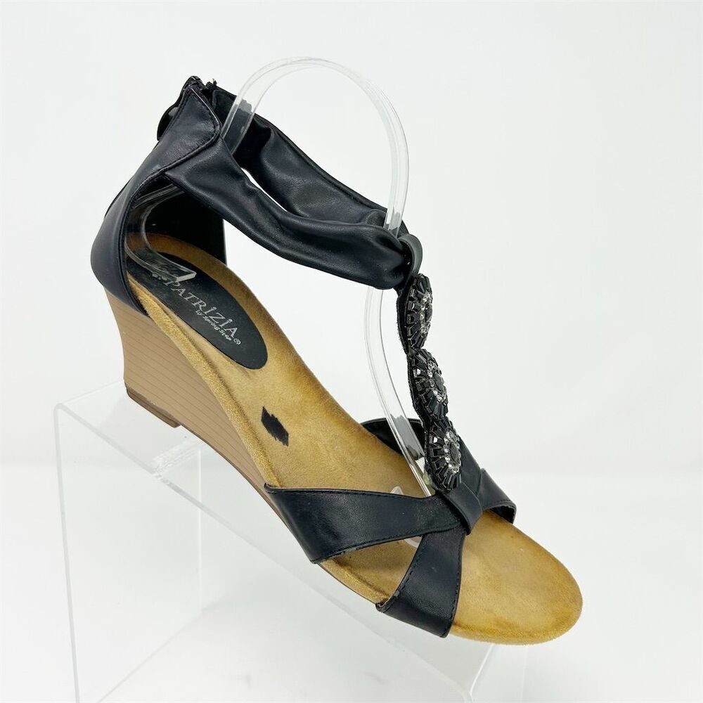 Patrizia Rhinestone Wedge Back Zipper Sandals Size 11 Summer Dress Event